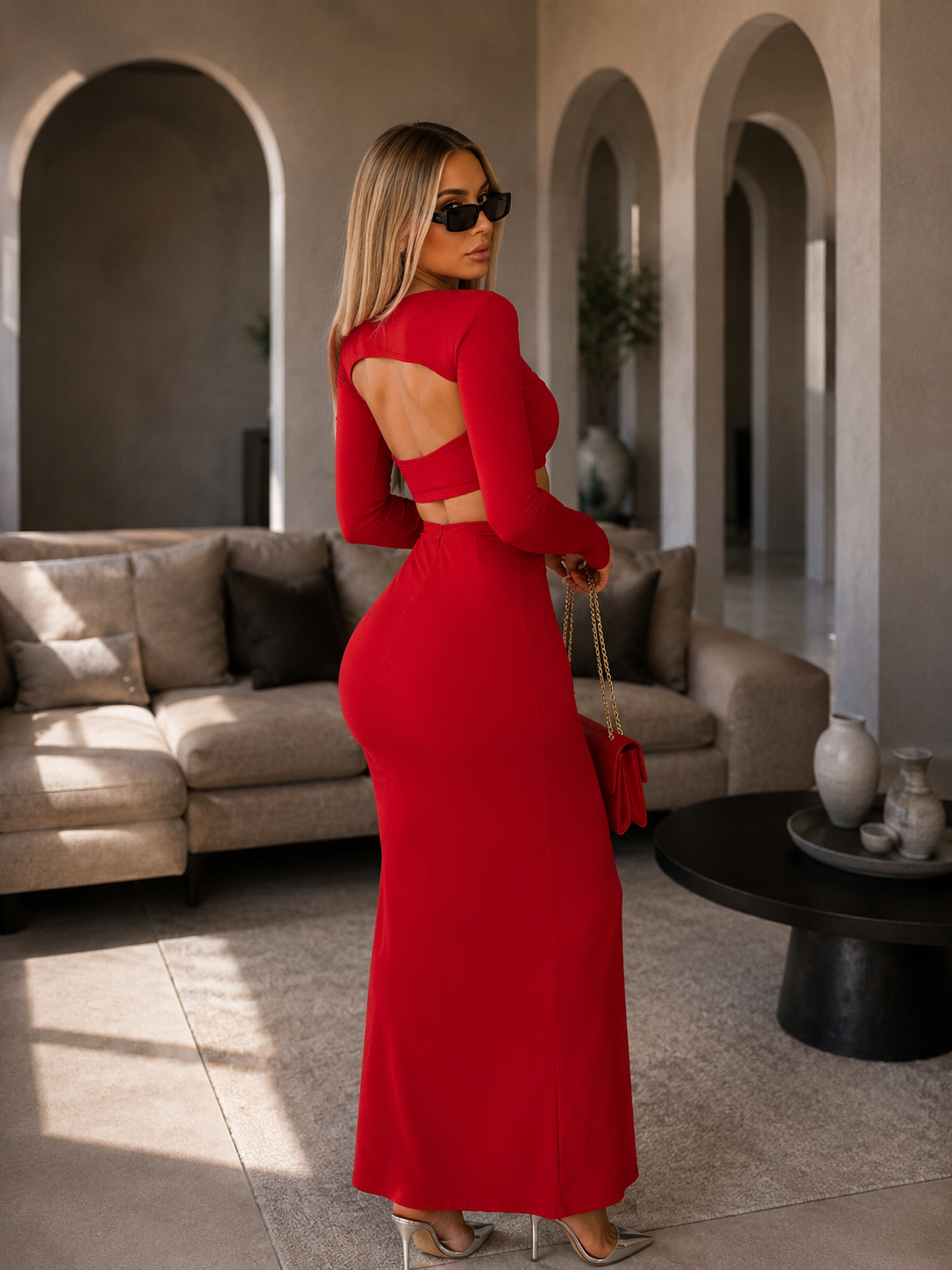 Completo top gonna rosso - R.a. Boutique