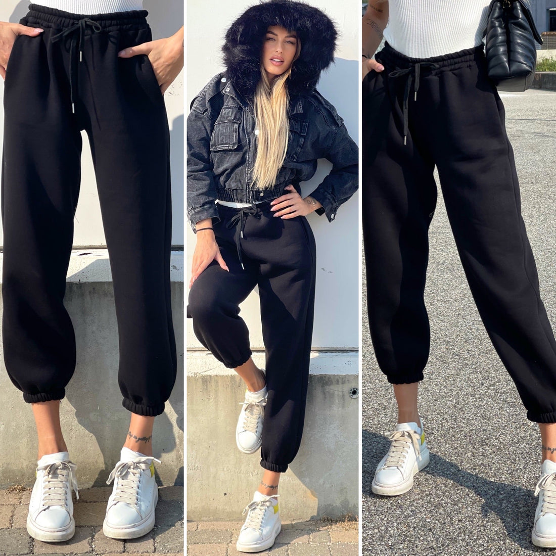 Pantatuta felpato nero - R.a. Boutique 