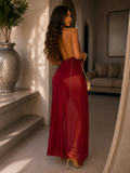 Abito bordeaux con gonna in velo - R.a. Boutique