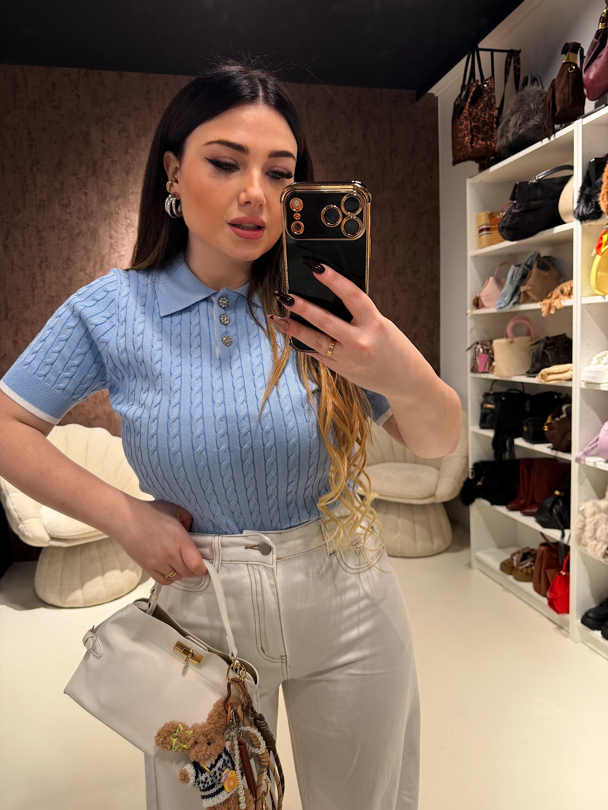 Polo a Trecce bottoni gioiello - R.a. Boutique