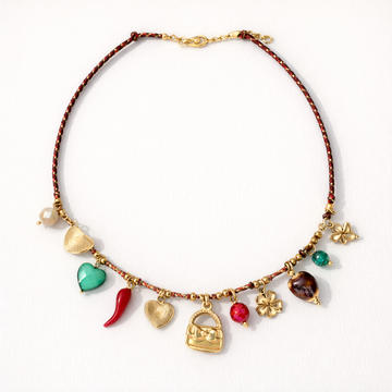 Collana Portafortuna con peperoncino e cuori - R.a. Boutique