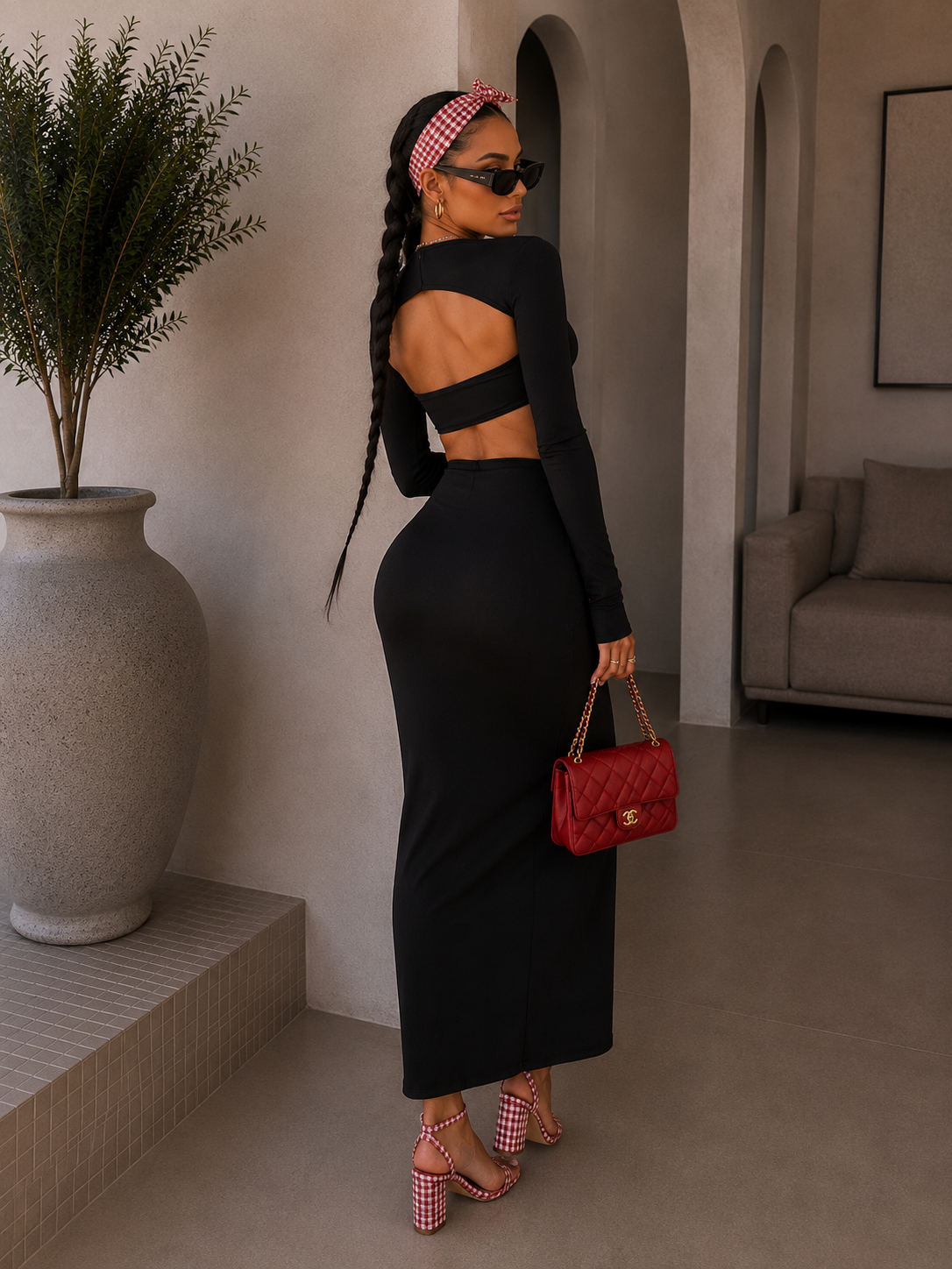 Completo top gonna e coprispalla nero - R.a. Boutique