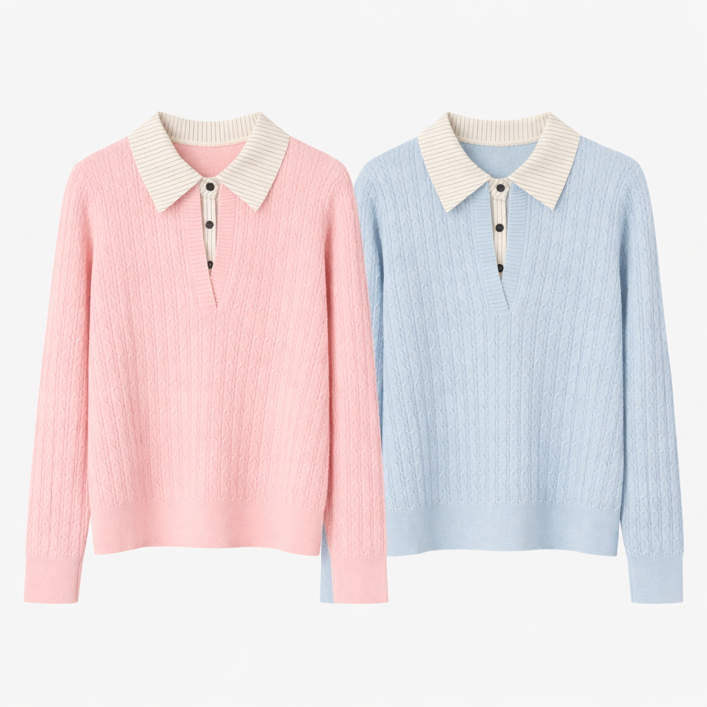 Maglia con colletto a camicia 2 colori - R.a. Boutique