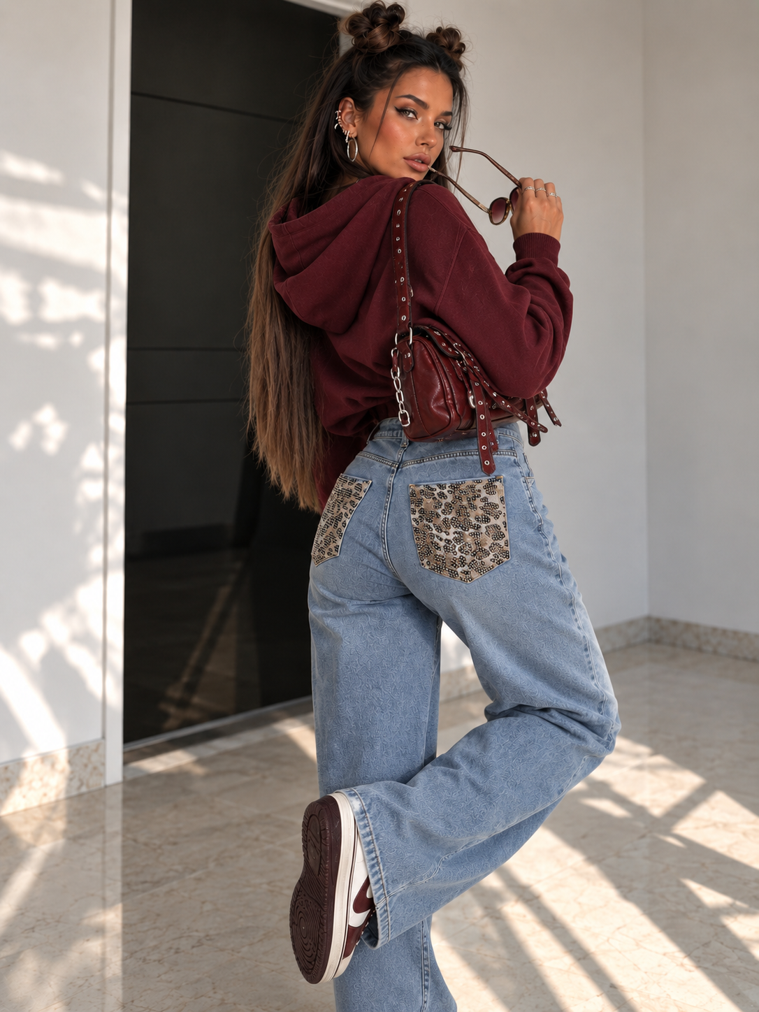 Jeans con tasca glitter maculata - R.a. Boutique