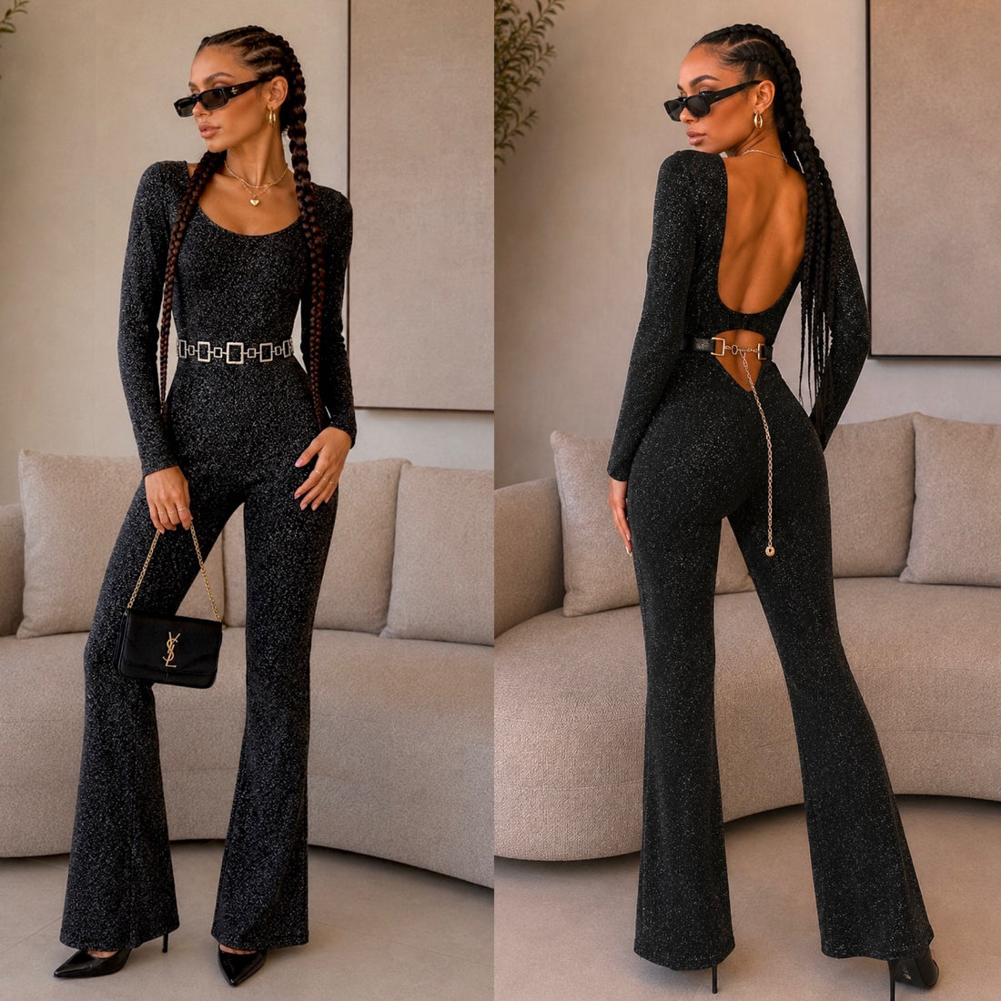 Tuta push up nero lurex - R.a. Boutique