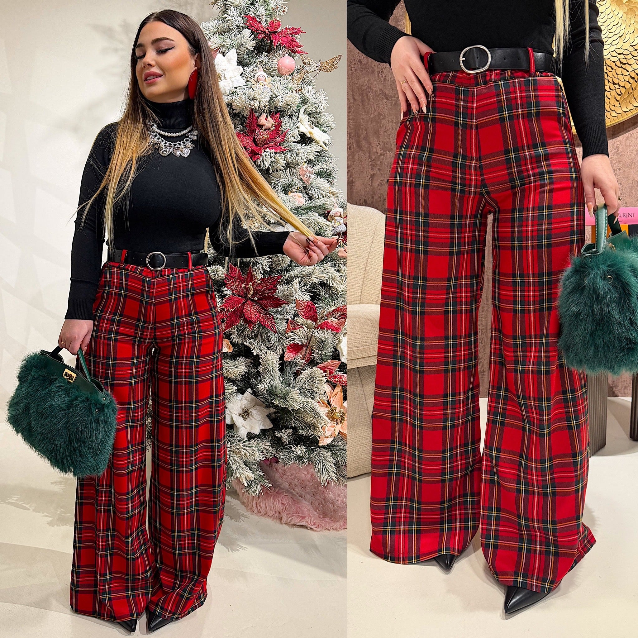 Pantalone scozzese gamba larga