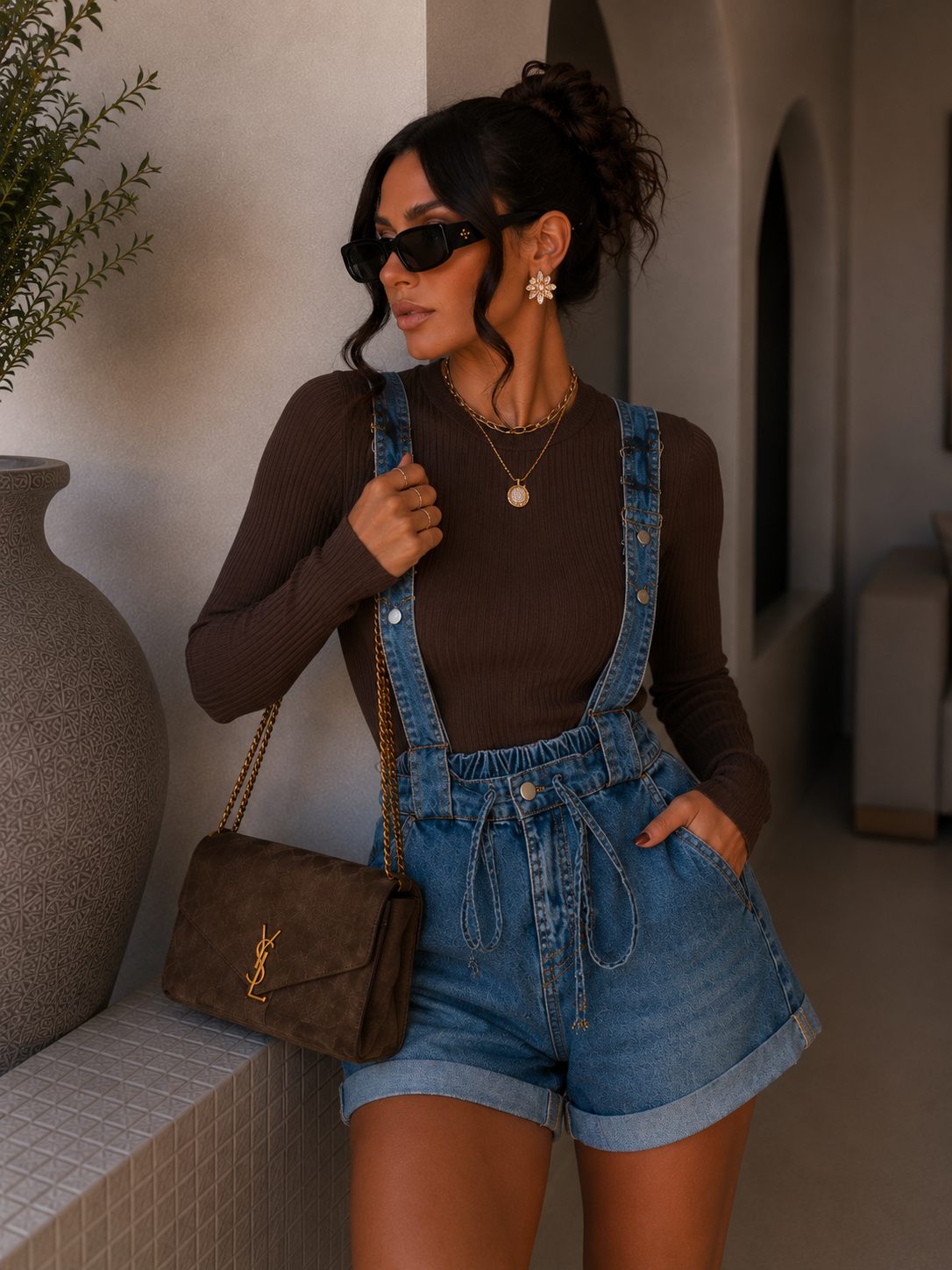 Salopette in jeans corta - R.a. Boutique