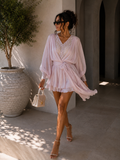 Abito cipria con pizzo e drappeggio - R.a. Boutique