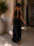 Tuta palazzo elasticizzata con cintura - R.a. Boutique