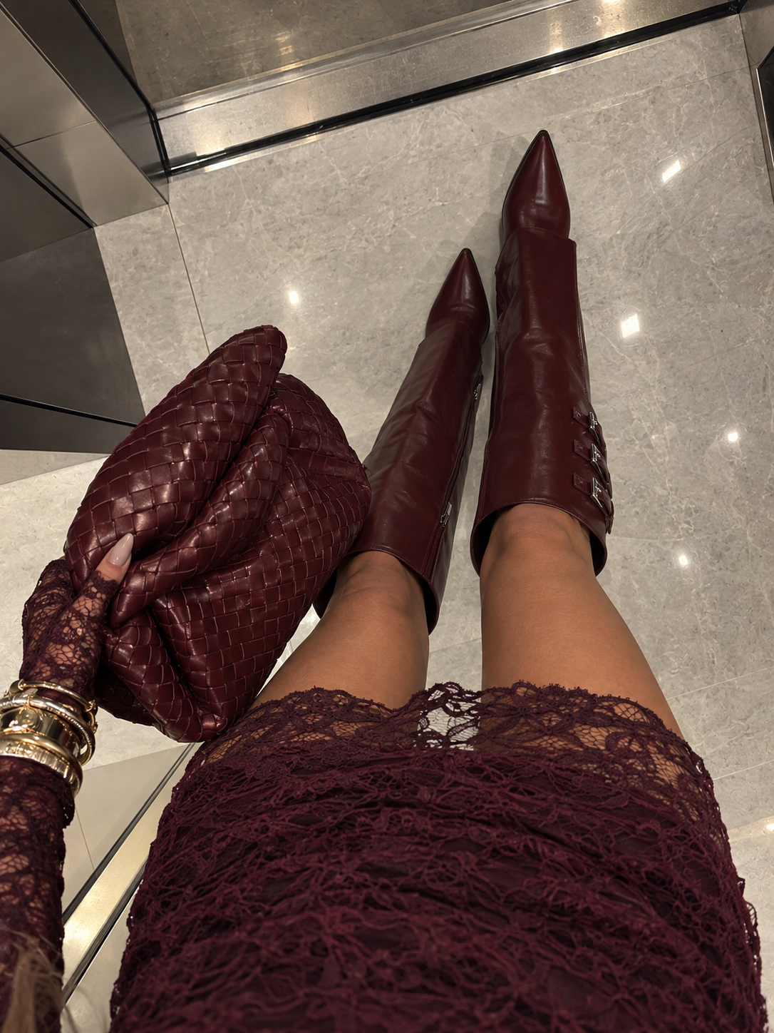 Stivali con fibbie laterali nero e bordeaux Londra - R.a. Boutique