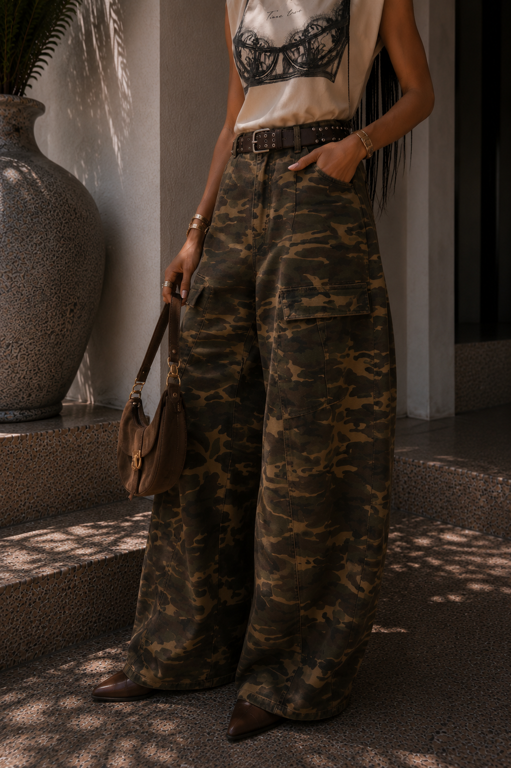 Pantalone cargo camouflage oversize - R.a. Boutique