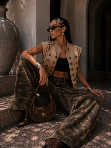 Gilet militare beige con bottoni decorativi - R.a. Boutique