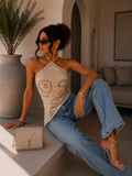 Top corsetto con borchie arabesque - R.a. Boutique