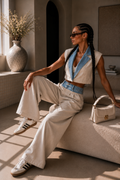Completo bicolor con gilet e pantalone palazzo - R.a. Boutique