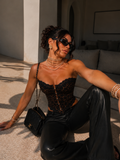 Corsetto leopardato con pizzo - R.a. Boutique