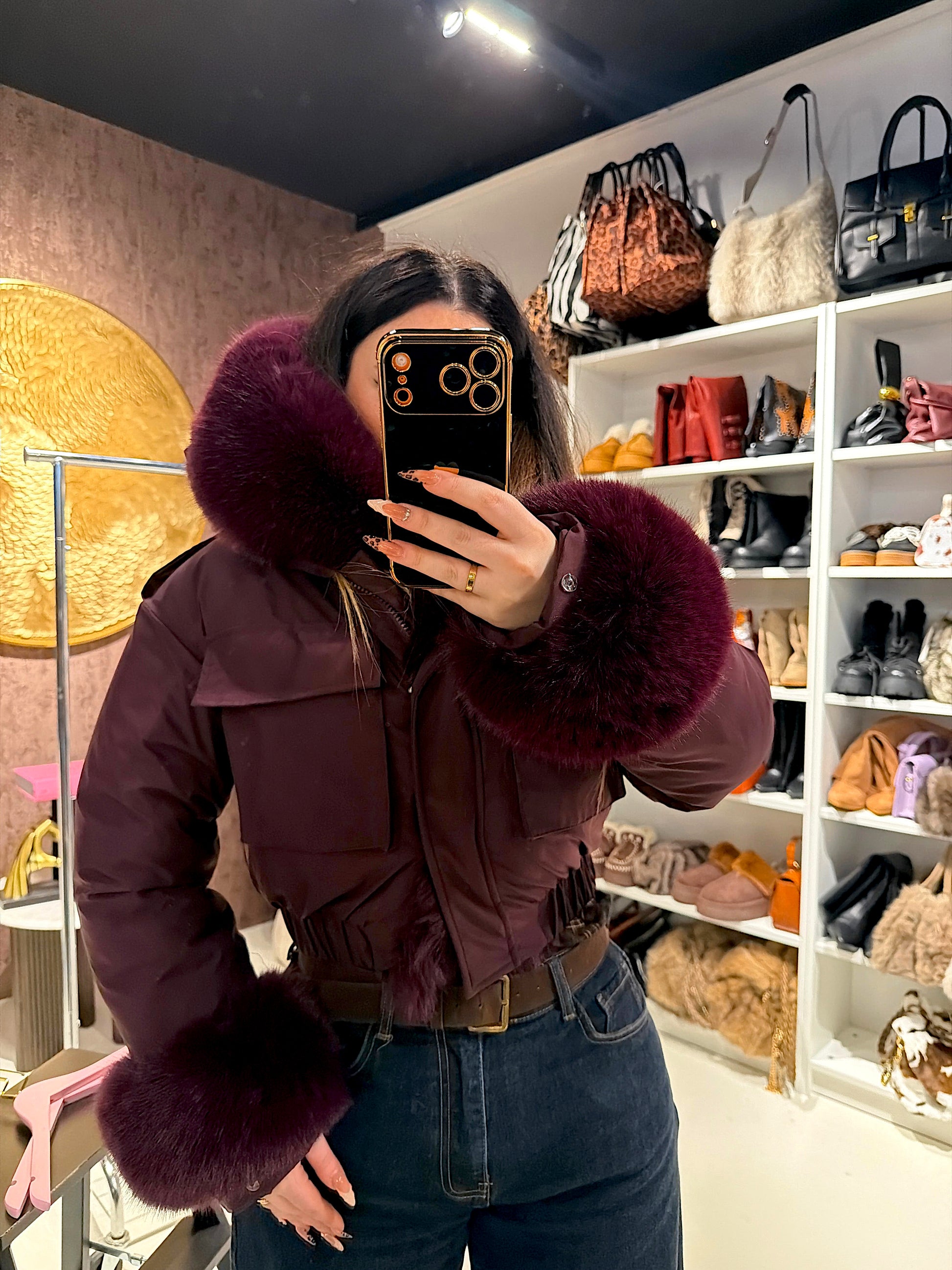 Bomber crop con pelo - R.a. Boutique