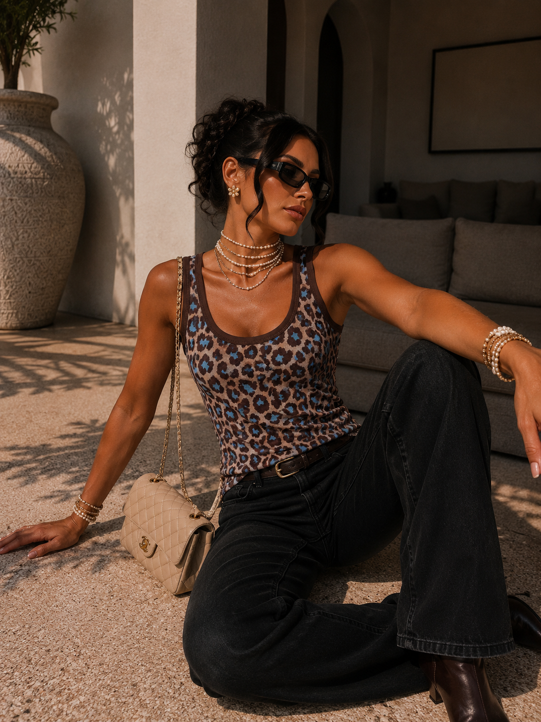 Canotta animalier mesh leopardata - R.a. Boutique