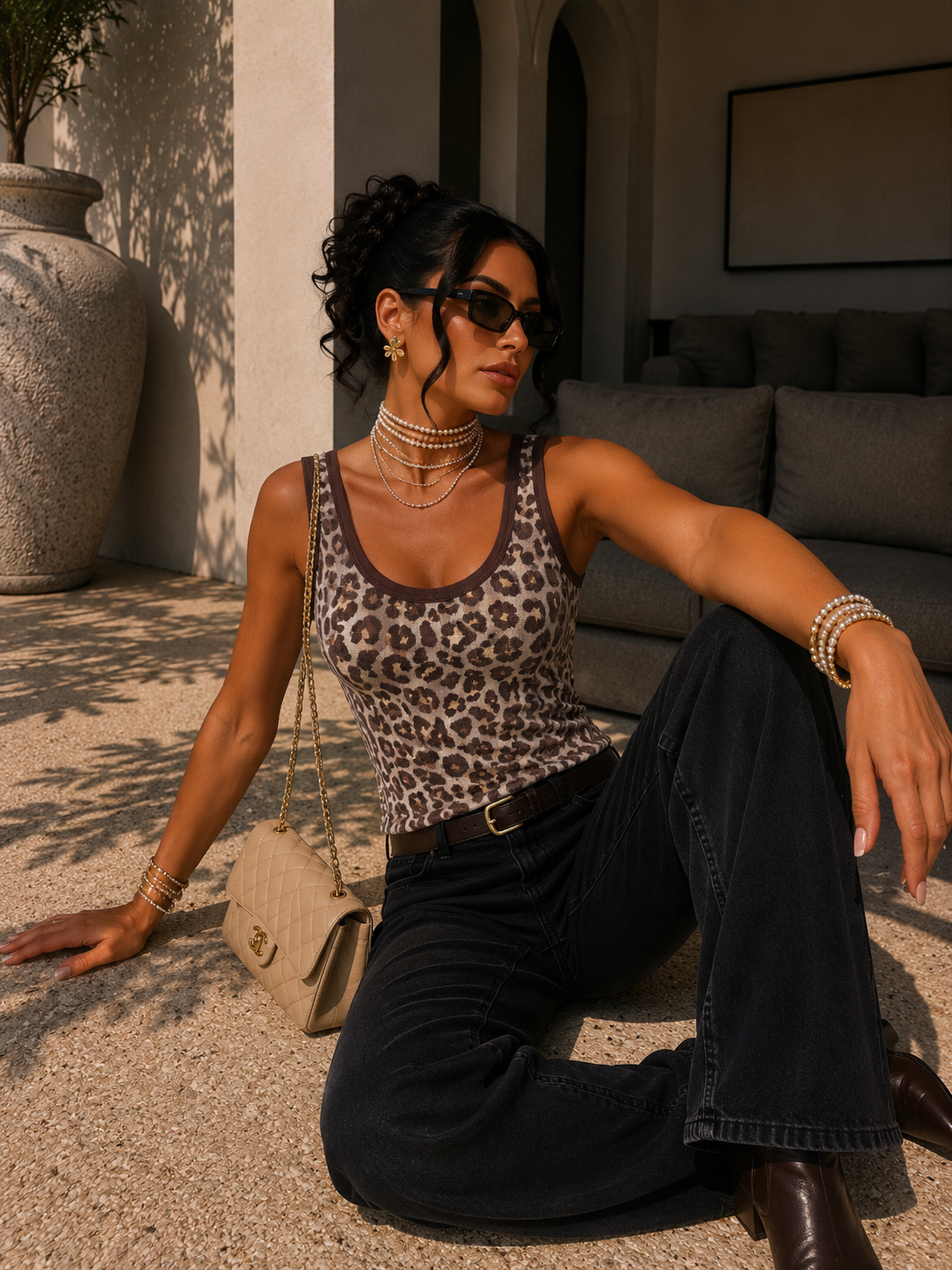 Canotta animalier mesh leopardata - R.a. Boutique