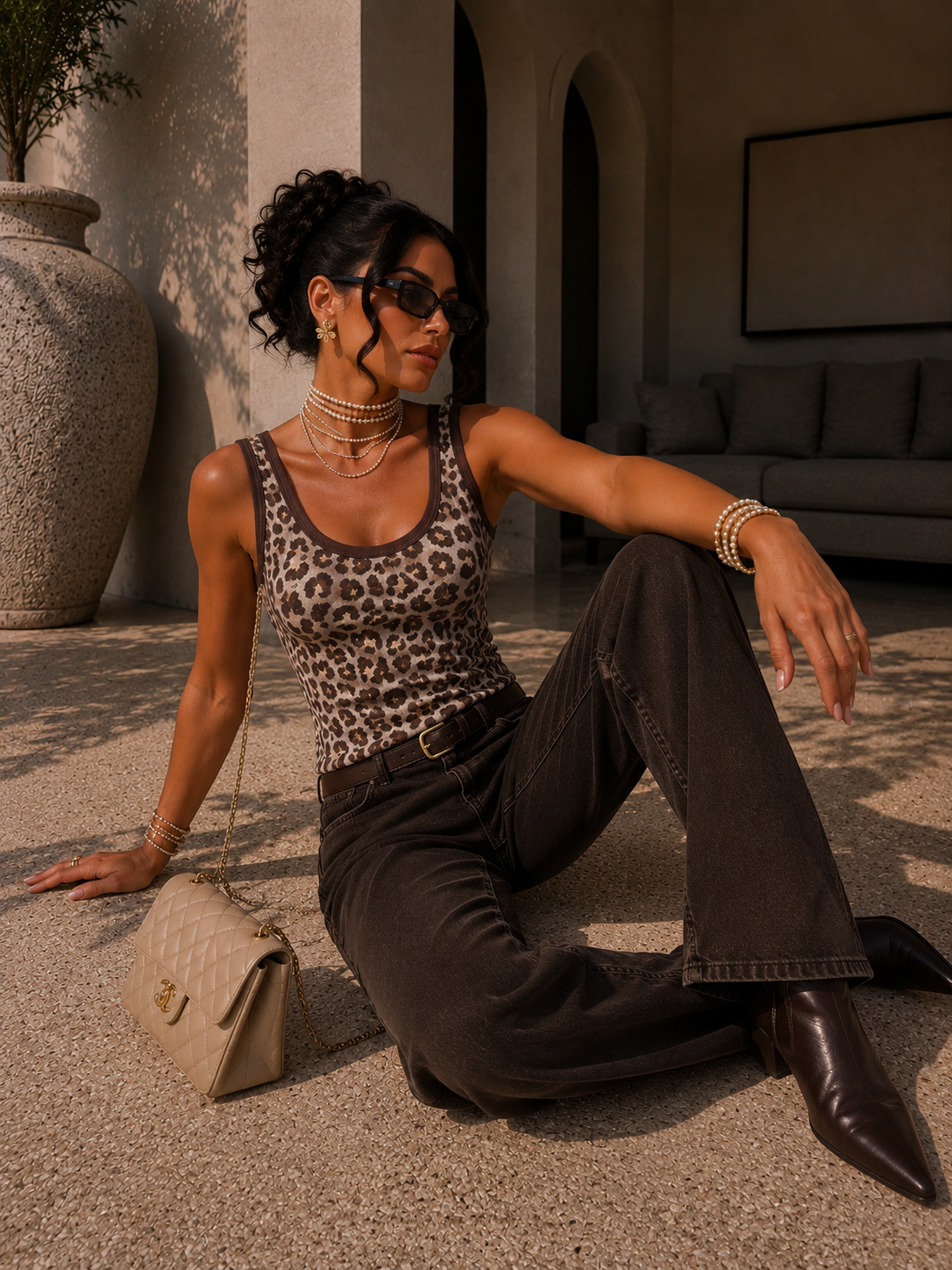 Canotta animalier mesh leopardata - R.a. Boutique
