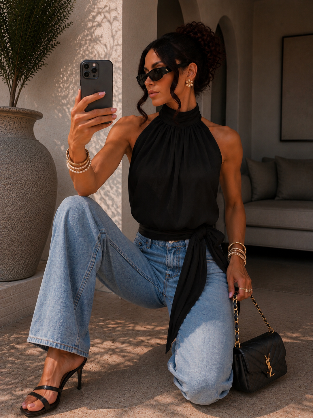 Top halter donna effetto chiffon - R.a. Boutique