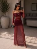 Abito bordeaux con trasparenza - R.a. Boutique