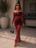 Abito bordeaux con trasparenza - R.a. Boutique