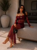 Abito bordeaux con trasparenza - R.a. Boutique