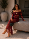 Abito bordeaux con trasparenza - R.a. Boutique