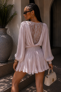 Abito cipria con pizzo e drappeggio - R.a. Boutique
