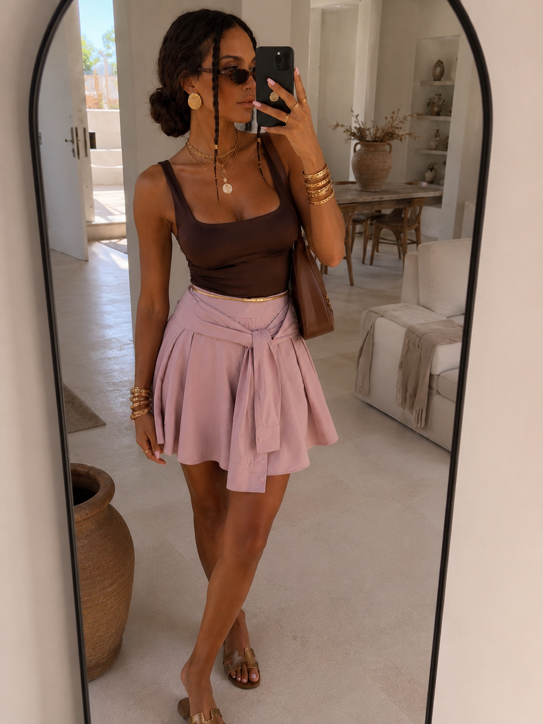 Gonna con cintura effetto camicia - R.a. Boutique