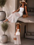 Abito a fascia con gonna in tulle bianco - R.a. Boutique