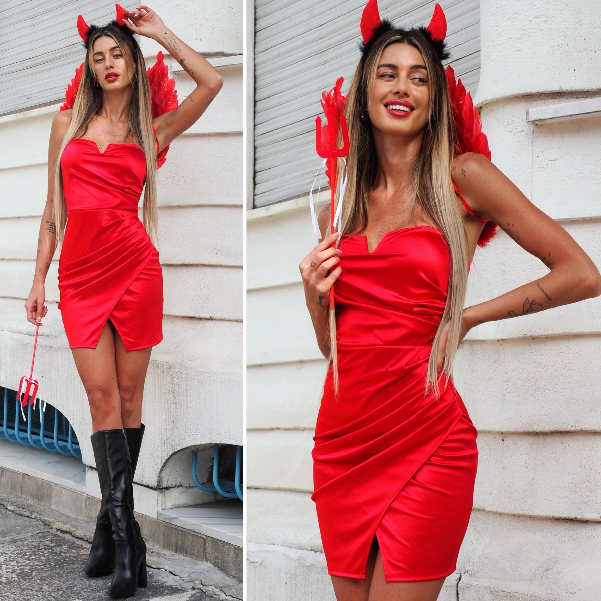 Cerchietto con corna rosse per nero ( Diavolo Halloween) - R.a. Boutique 