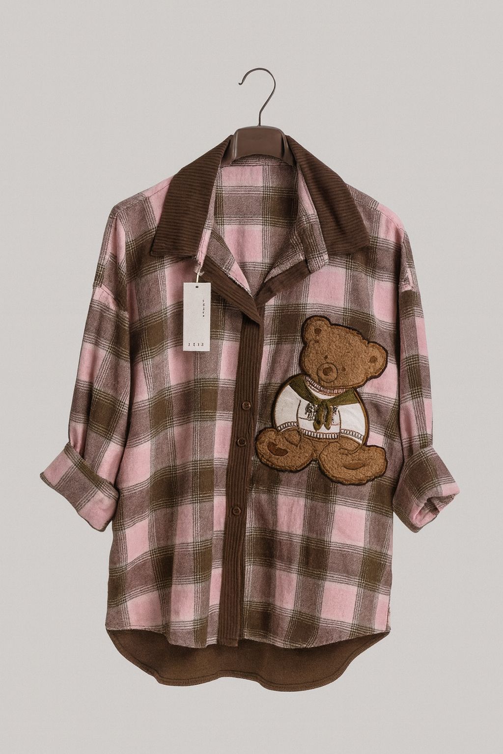 Camicia a quadri con orsetto in rilievo - R.a. Boutique