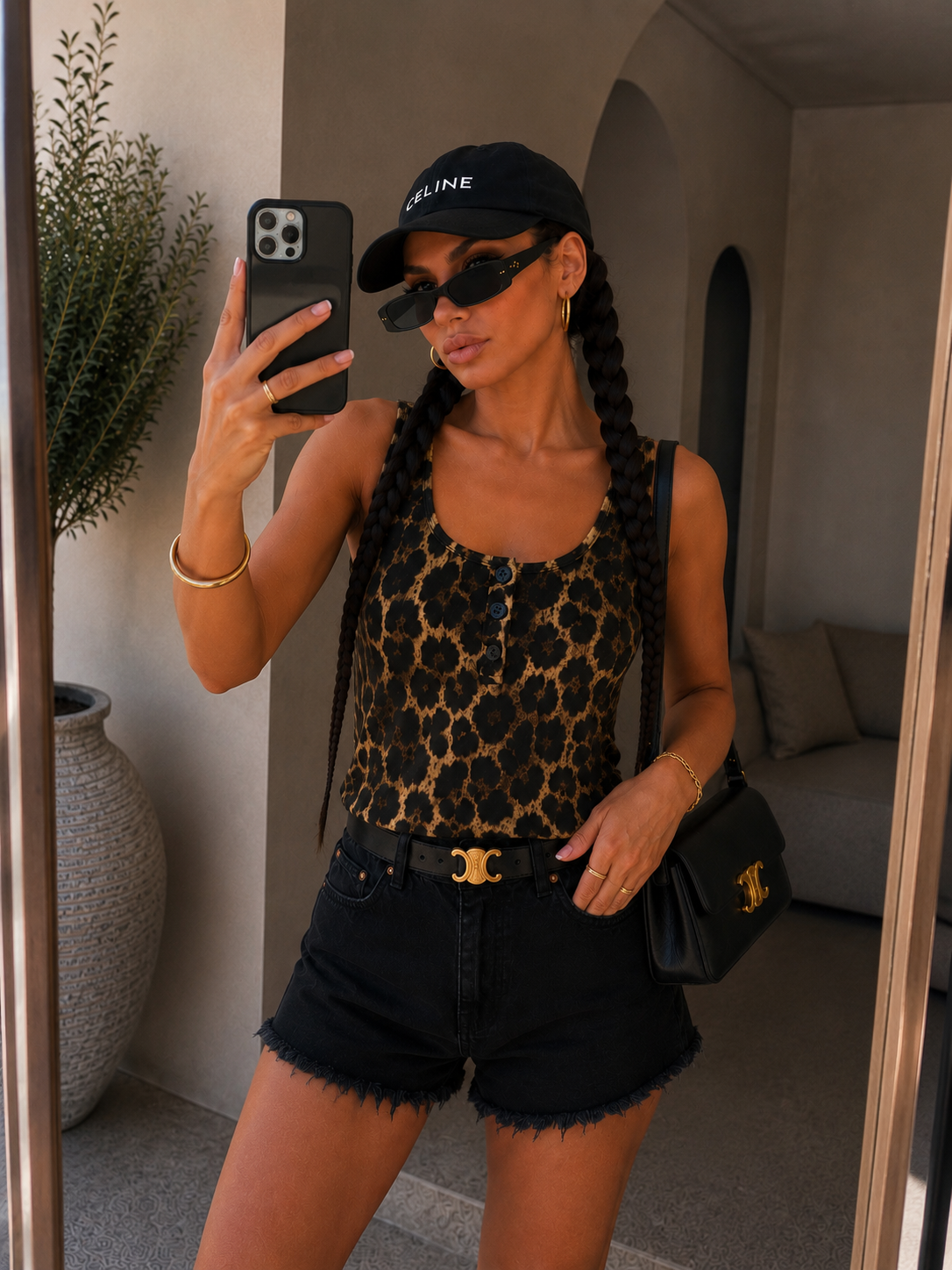Top animalier con bottoncini - R.a. Boutique