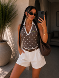 Canotta a pois con colletto - R.a. Boutique