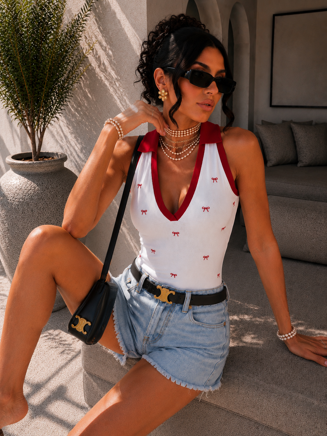 Body con fiocchetti e colletto - R.a. Boutique