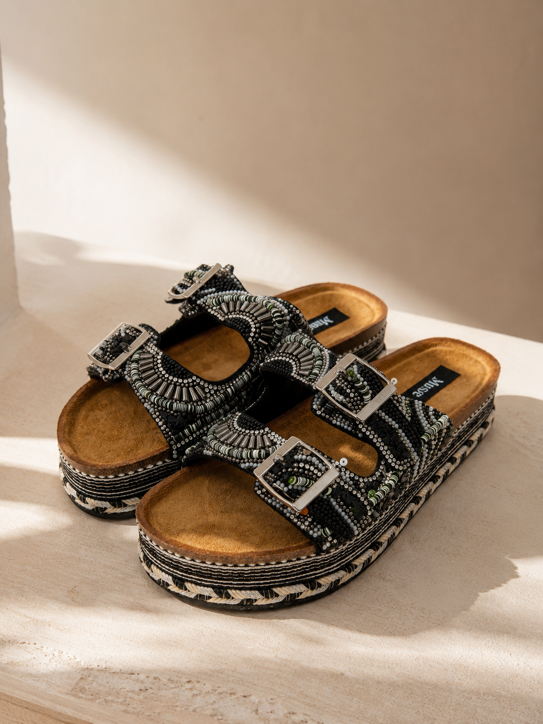 Ciabatte nere con strass - R.a. Boutique