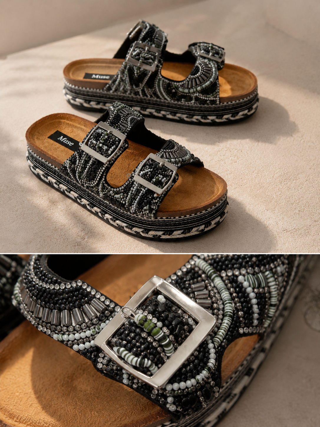 Ciabatte nere con strass - R.a. Boutique