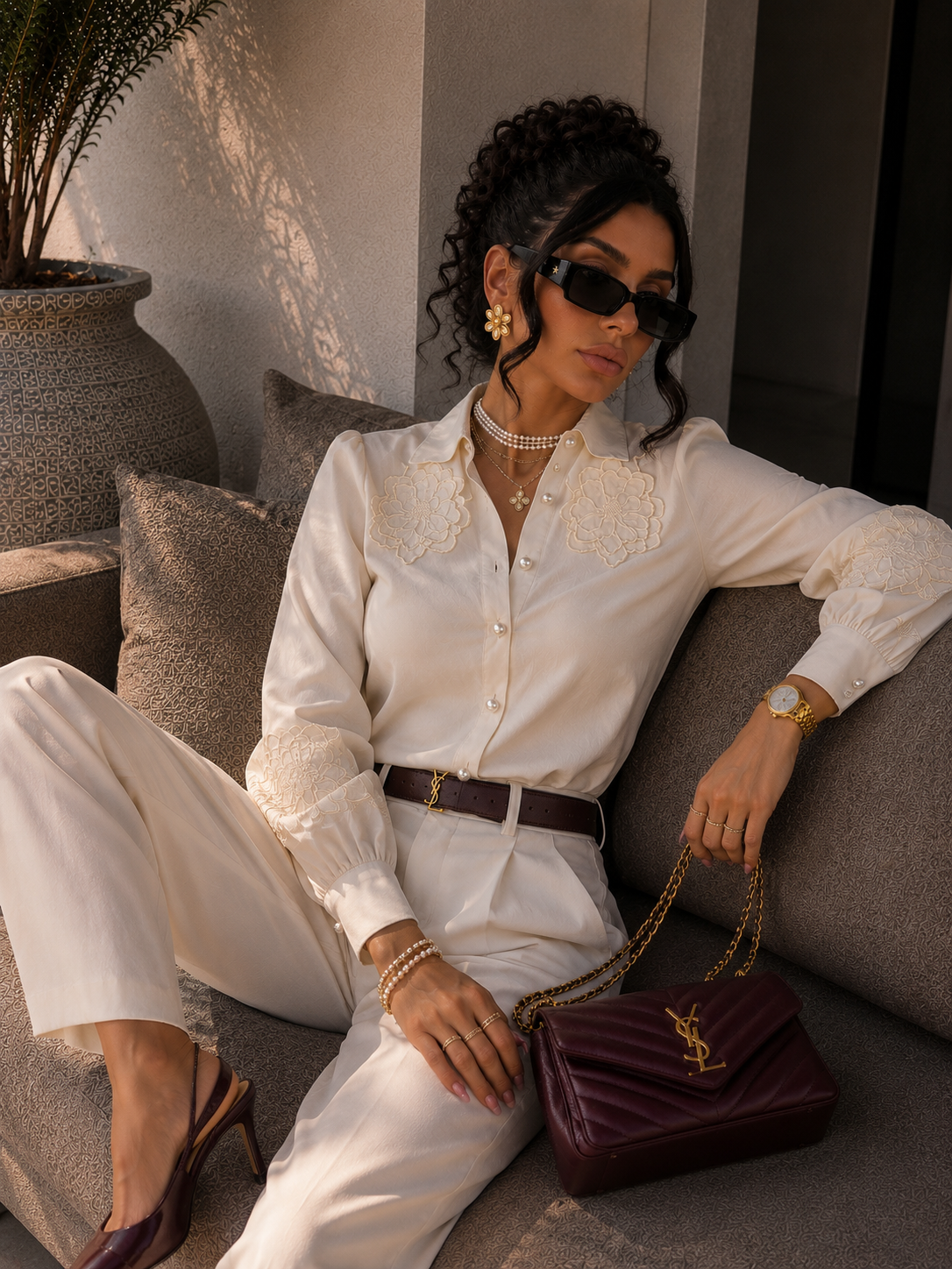 Camicia con collo ricamato floreale - R.a. Boutique