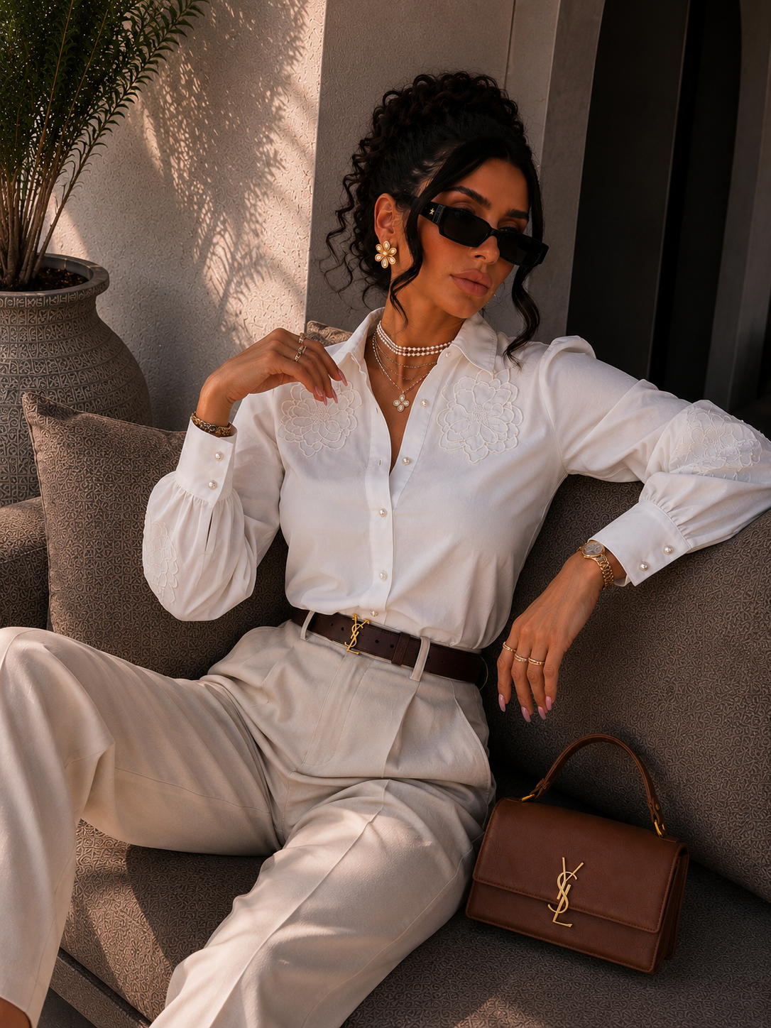 Camicia con collo ricamato floreale - R.a. Boutique