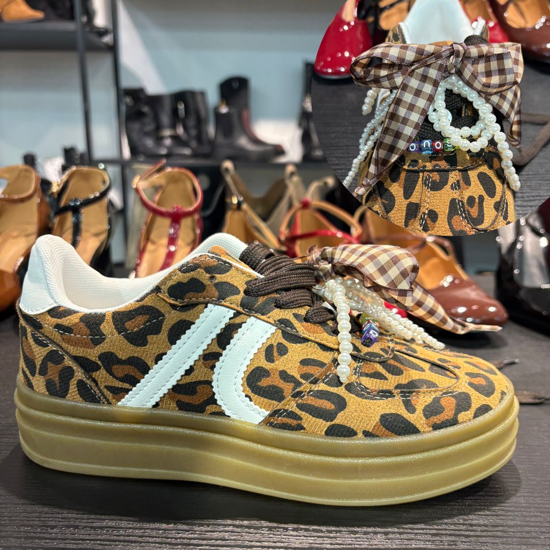Sneakers Animalier con Fiocco