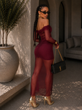 Abito bordeaux con trasparenza - R.a. Boutique
