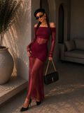 Abito bordeaux con trasparenza - R.a. Boutique