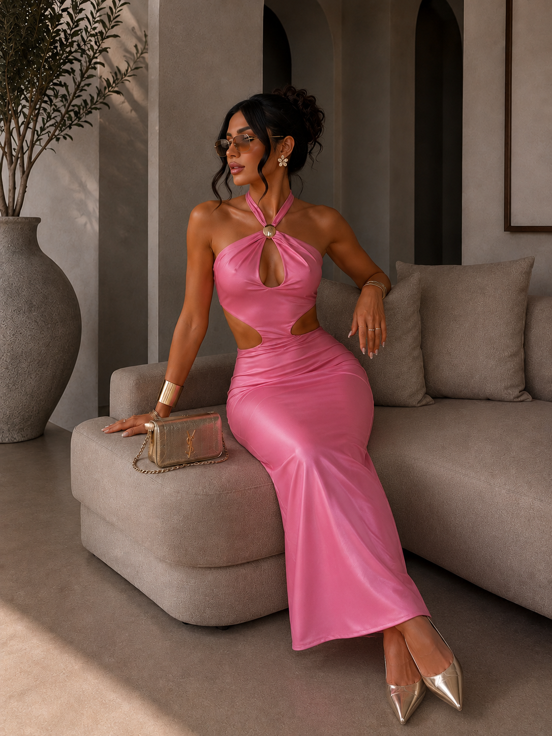Abito con incrocio sulla schiena e Gemma rosa Bubble - R.a. Boutique