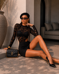 Abito manica lunga in pizzo nero - R.a. Boutique
