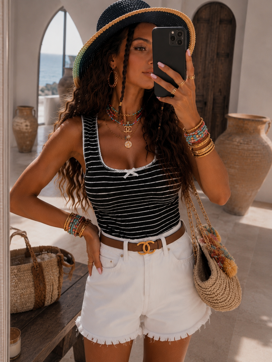 Canotta a righe con fiocco - R.a. Boutique