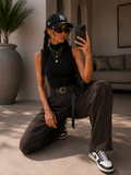 Pantalone choco con cintura - R.a. Boutique