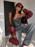 Body Zebrato Drappeggiato con Coppe e Spalline Regolabili - R.a. Boutique