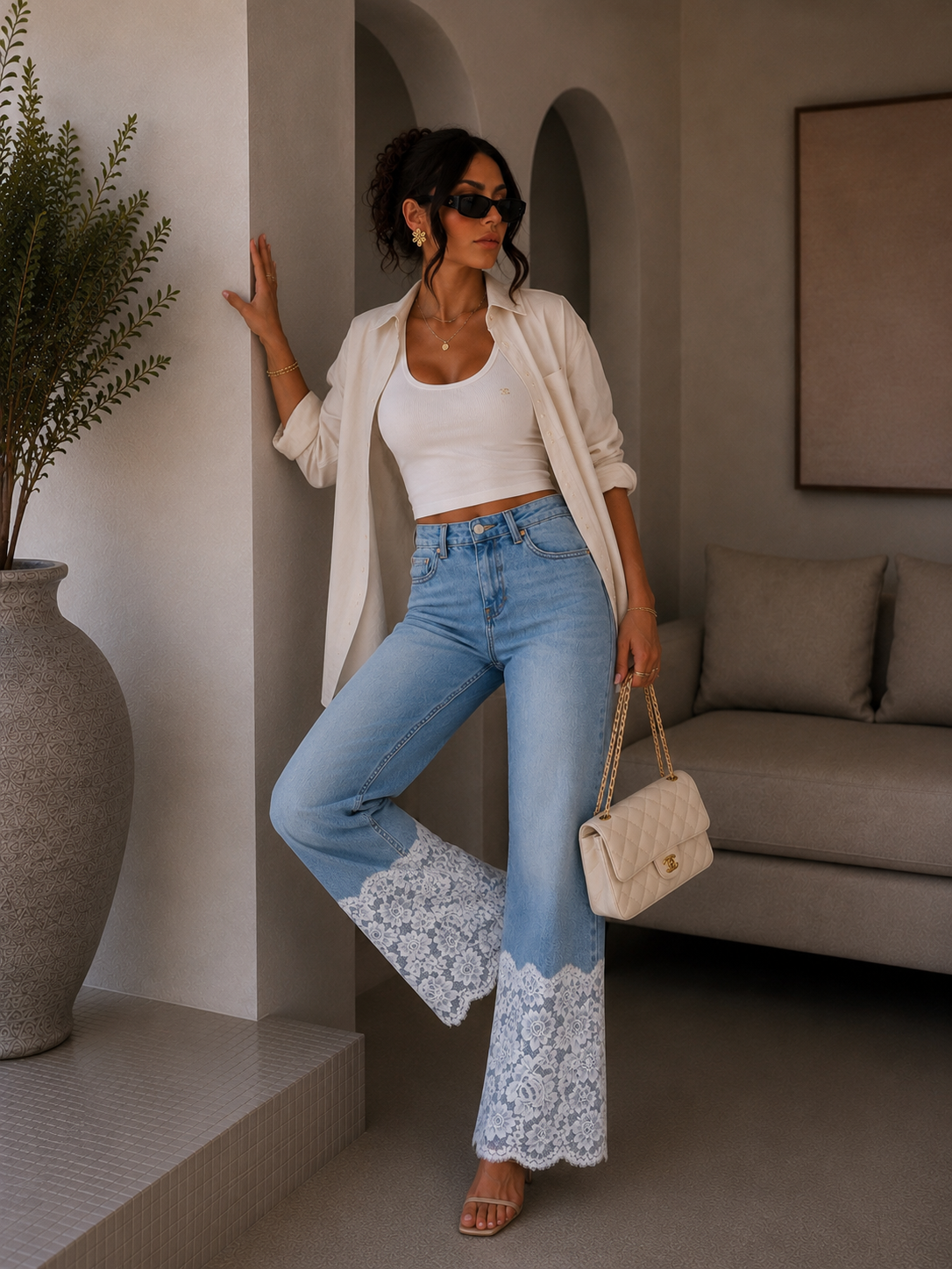 Jeans Bloom con pizzo - R.a. Boutique