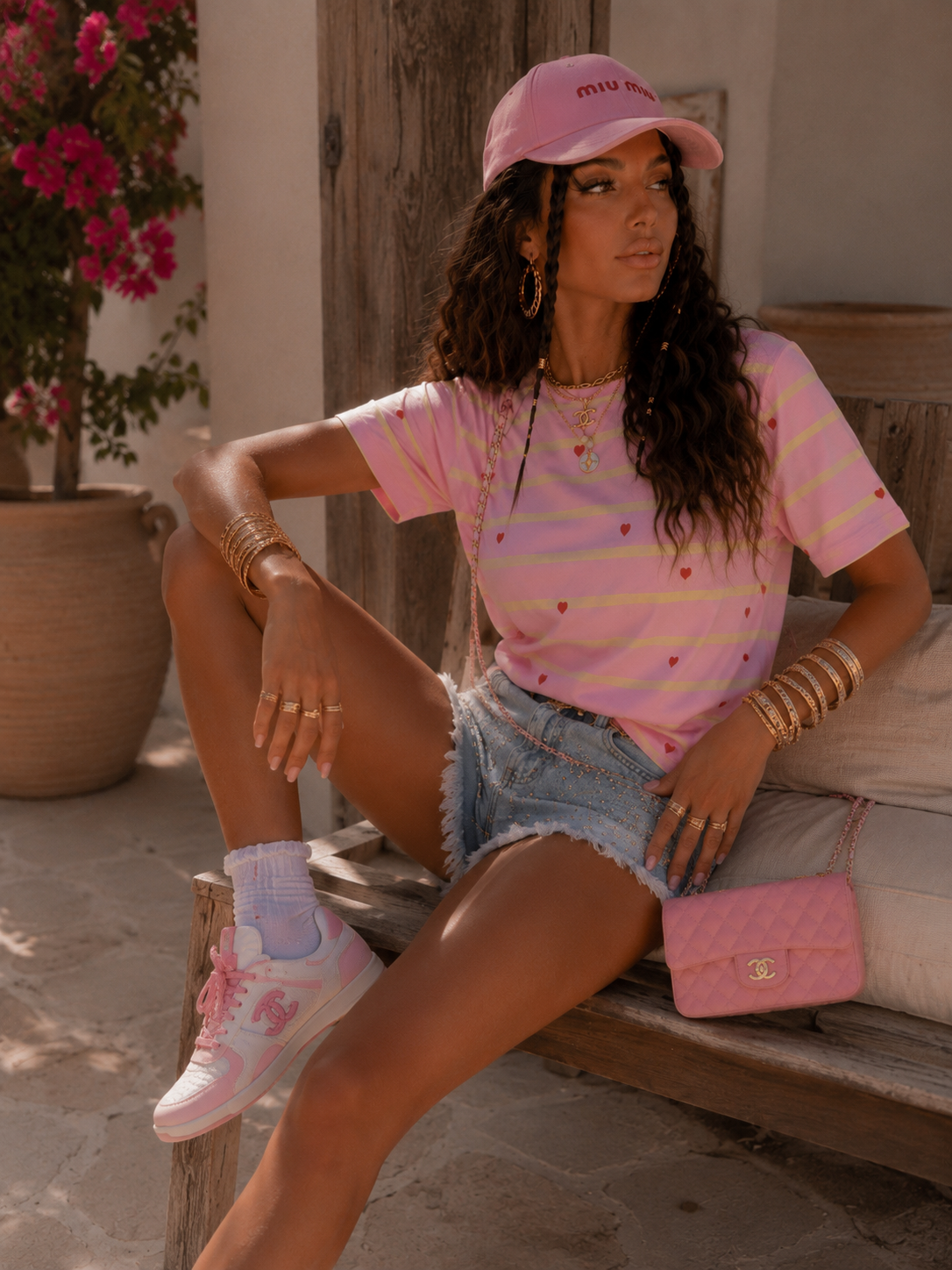 T-Shirt Cuoricini Candy Stripe - R.a. Boutique